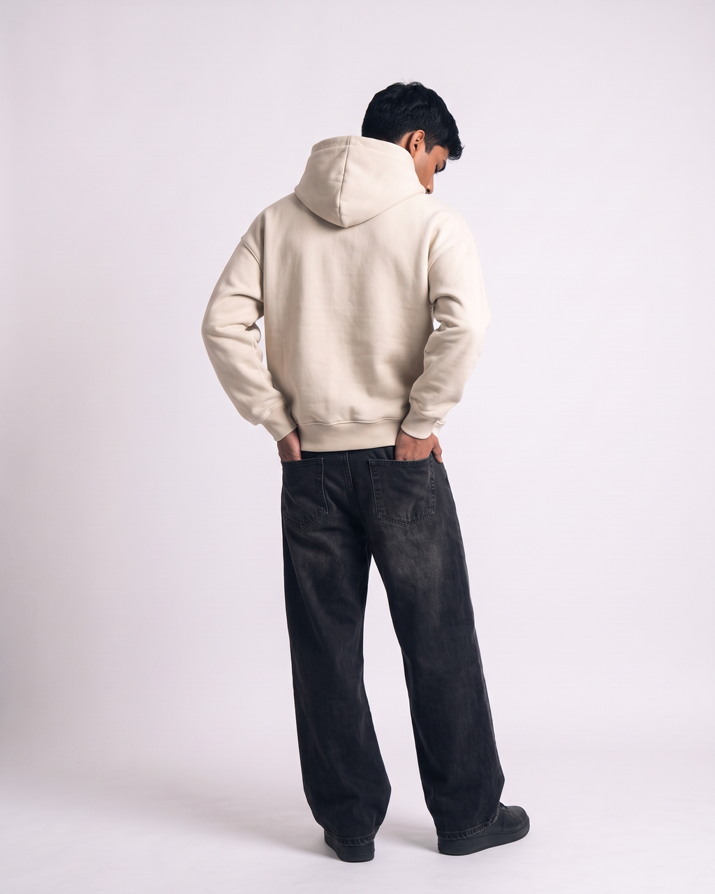 Cream Boxy Hoodie | 360 GSM Cotton Winter Hoodie