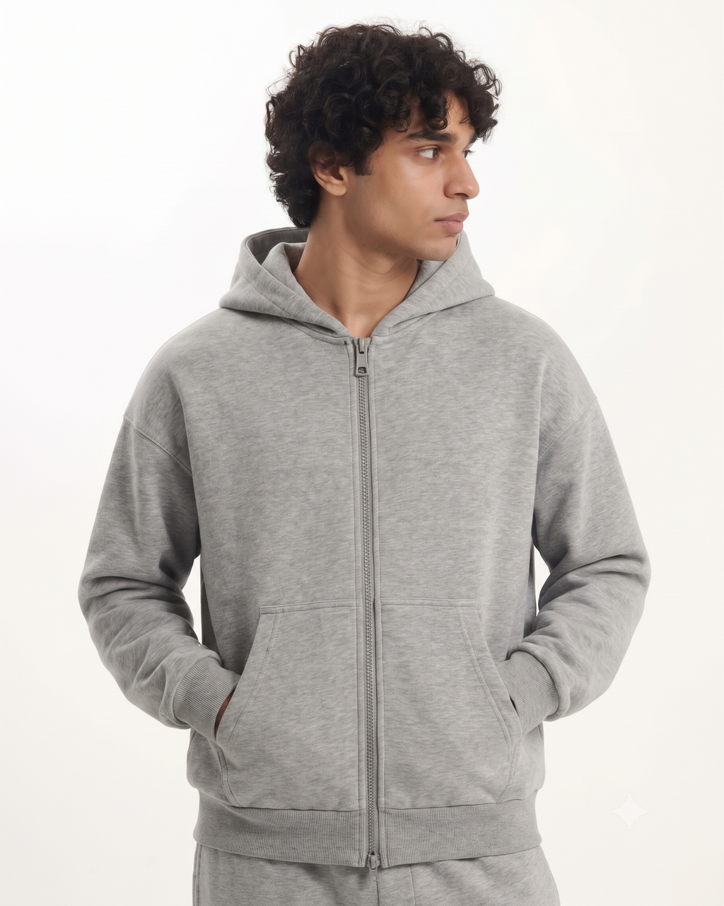 Grey Boxy Dual Zipper Hoodie | 360 GSM Cotton Boxy Hoodie