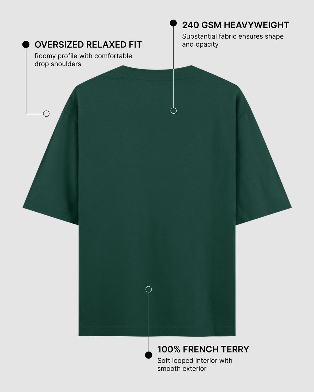 Bottle Green Oversized T-Shirt | 240 GSM French Terry Cotton Oversized Tee