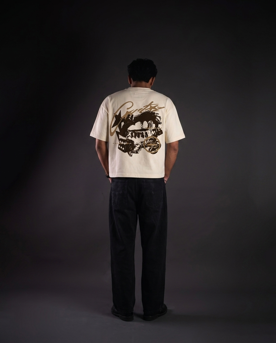 Dirty Gamble Boxy Fit T-Shirt | 240 GSM French Terry Off-White Graphic Tee