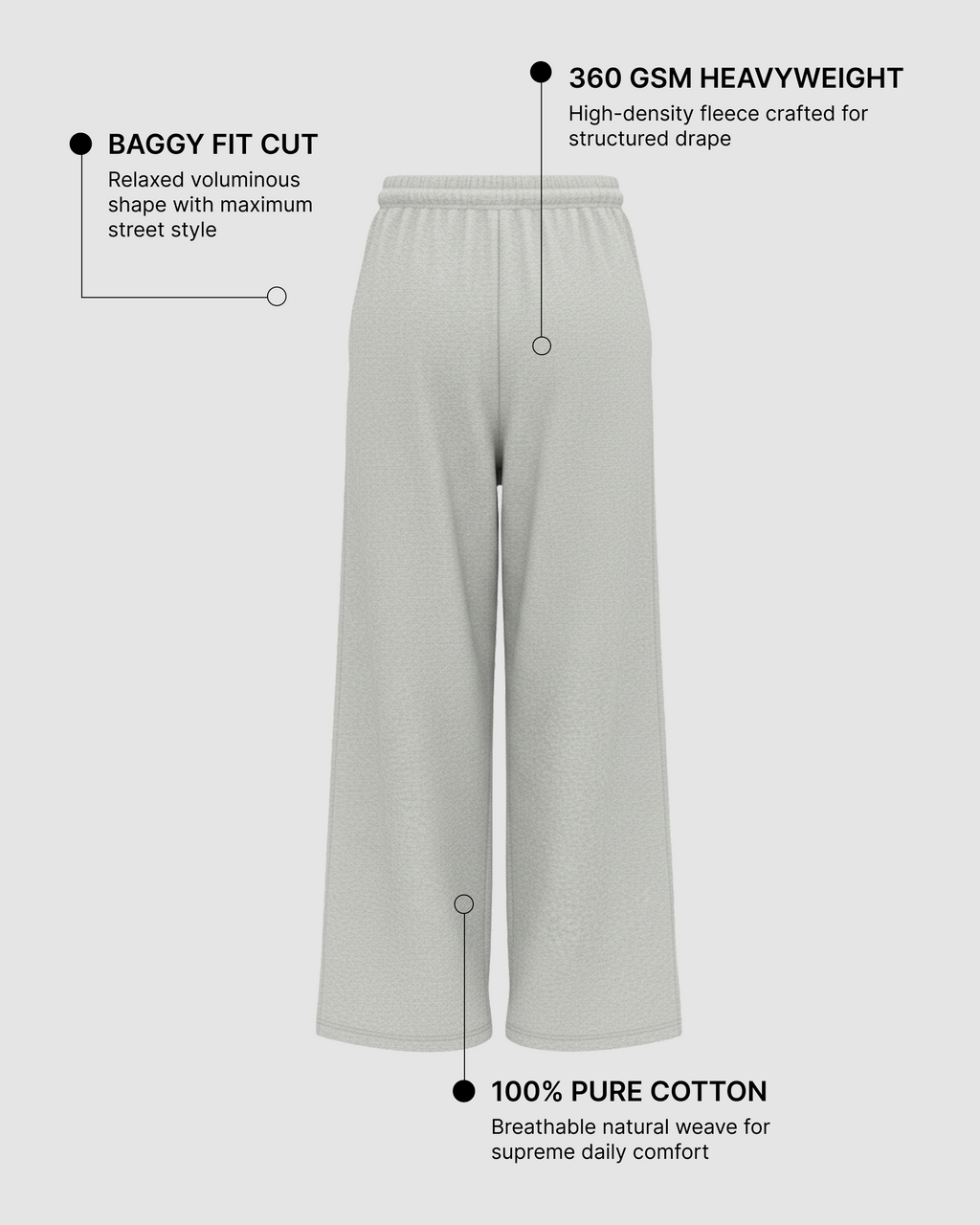 Grey Baggy Fit Jogger | 360 GSM Cotton Baggy Sweatpants