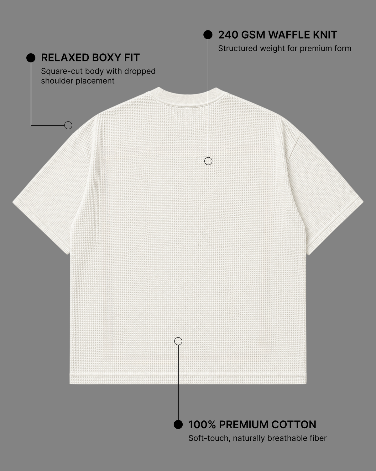 Off-White Waffle Boxy Fit T-Shirt | 240 GSM Waffle Knit Cotton Boxy Fit Tee