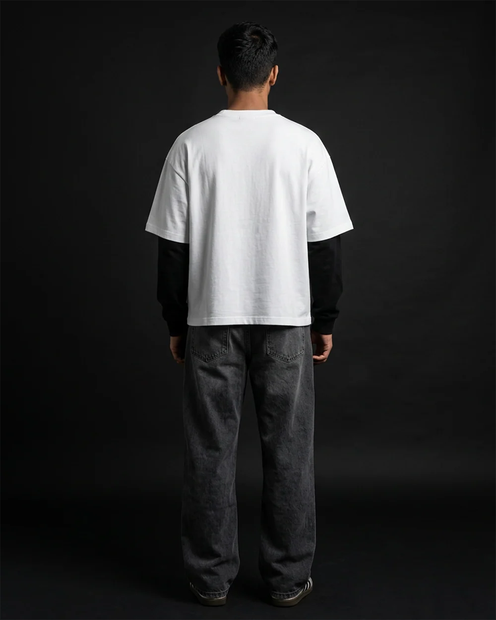 The Fearless Oversized Tee | 240 GSM French Terry Cotton White with Black Sleeves